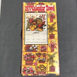 Vintage 1977 Cotton Linen Tea Towel Calendar Kitchen towel Harvest